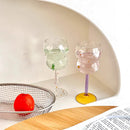 Axyaa Stem Fruit Wine Glass with Polka Dot Decor - Purple Yellow Glass Cup