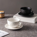 Axyaa Rock Pattern Ceramic Latte Coffee Mug Set with Round Saucer