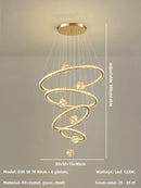 Axyaa Crystal Pendant Chandelier: Modern Living Room Steel Glass Globe LED Lighting