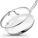 Axyaa CS 8/12" Stainless Steel Frying Pan with Lid, Non-Stick Ceramic Coating