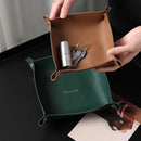 Axyaa PU Leather Desktop Storage Tray for Keys, Jewelry, and Cosmetics