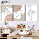 Axyaa Abstract Woman Face Line Couple Canvas Painting Sexy Body Poster Bedroom Decor