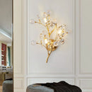 Axyaa Romantic Crystal Wall Sconce Light with Gold Metal Branches
