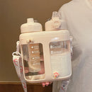 Axyaa Double Drink Plastic Water Bottles With Straw, Tea Filter, Portable Strap, Large Capacity