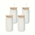Axyaa 16oz Frosted Straw Water Bottle Bamboo Lid Iced Coffee Cup Reusable Drinkware