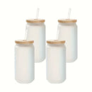 Axyaa 16oz Frosted Straw Water Bottle Bamboo Lid Iced Coffee Cup Reusable Drinkware