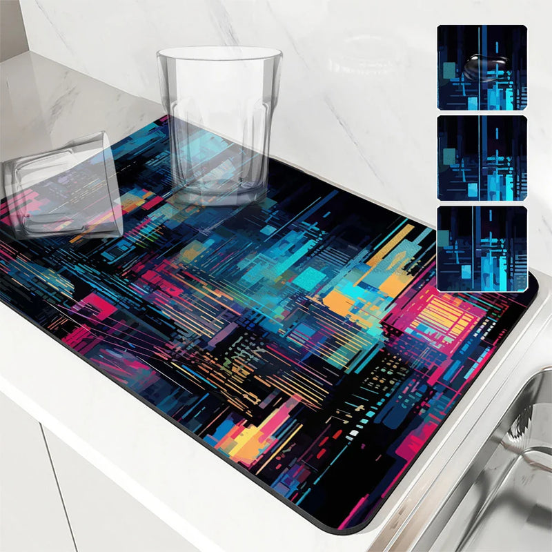 Axyaa Urban Kitchen Absorbent Mat: Antiskid, Quick Dry, Drain Pad for Tableware