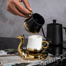 Axyaa Camel Espresso Cups Set - 110ml Ceramic Coffee Cups and Plates