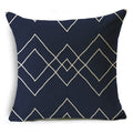 Axyaa Blue Texture Print Linen Cushion Case for Living Room Sofa - 40cm/45cm/50cm