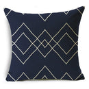 Axyaa Blue Texture Print Linen Cushion Case for Living Room Sofa - 40cm/45cm/50cm