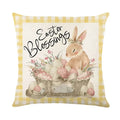 Axyaa Easter Bunny Eggs Pillowcase - 45x45cm Linen Sofa Cushion Cover