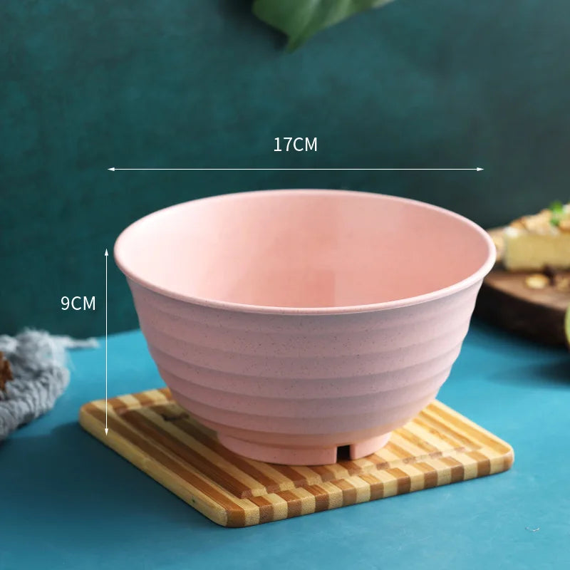 Axyaa 17cm Round Wheat Straw Noodle Bowl - Creative Kitchen Tableware