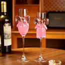 Axyaa Clear Glass Champagne Flute with Pink Bow Knot Design