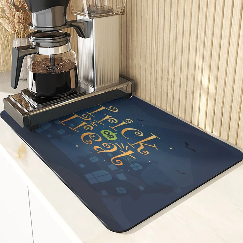 Axyaa Ghost Print Silicone Kitchen Coasters & Dish Mat