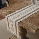 Axya Cotton Linen Striped Table Runner with Dual Color Tassels