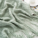 Axyaa Plaid Knit Throw Blanket Green – Soft Woven Sofa Bedspread Summer Decor