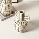 Axyaa Geometric Ceramic Vase | Desktop Storage Container | Home Decoration Accessories