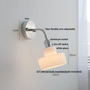 Axyaa White Glass LED Wall Light - Nordic Modern Adjustable Arm Bedside Lamp