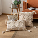 Axyaa Tufted Diamond Pattern Cushion Cover - Nordic Style Beige Yellow Tassel Pillowcase