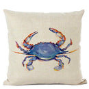 Axyaa Crab Print Cushion Cover 45x45cm Square Home Decor Pillowcase