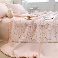 Axyaa Floral Embroidered Summer Blanket Set - Lightweight Quilted Comforter