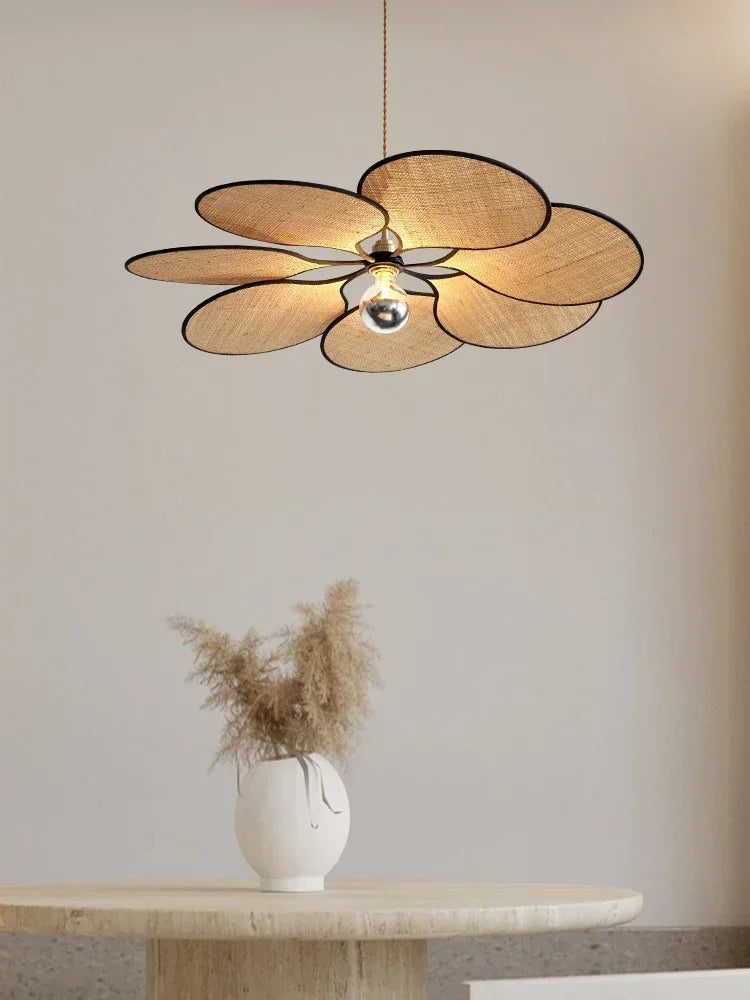 Axyaa Retro Flower Chandeliers Woven Pendant Lights for Dining Room & Living Room