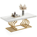 Axyaa 47" Faux Marble Coffee Table with Geometric Frame