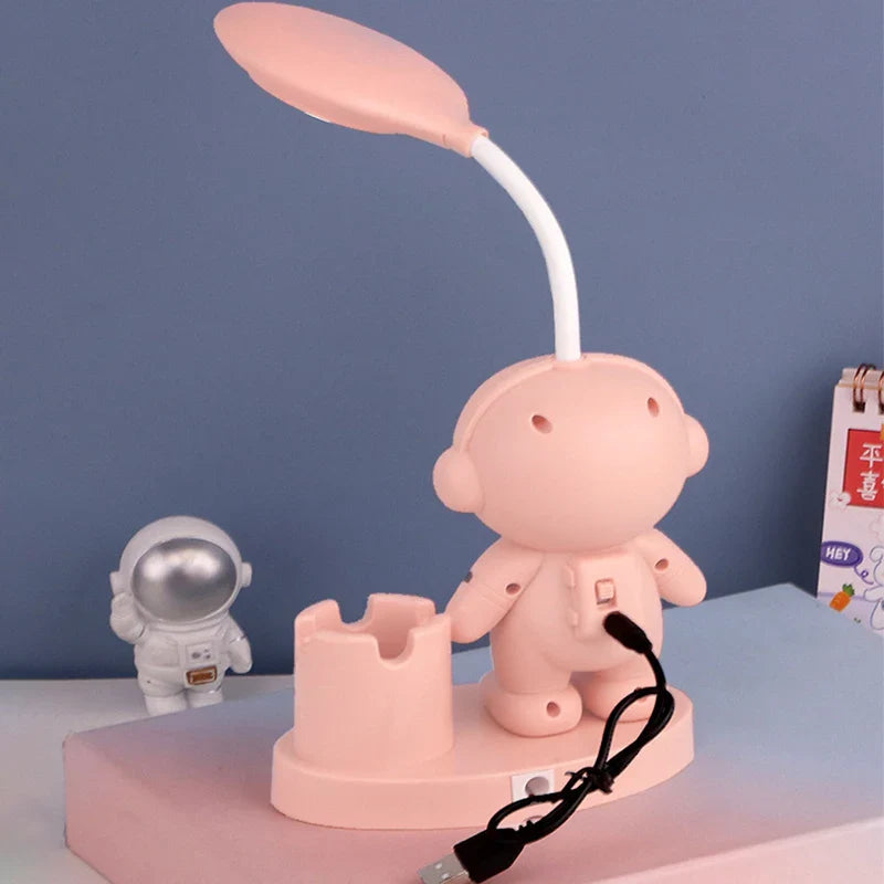 Axya Cute Astronaut Desk Lamp: Flexible LED, Color Adjust, Pencil Sharpener