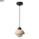 Axyaa Yellow Travertine LED Pendant Light - Japanese Style Glass Fixture for Home Décor