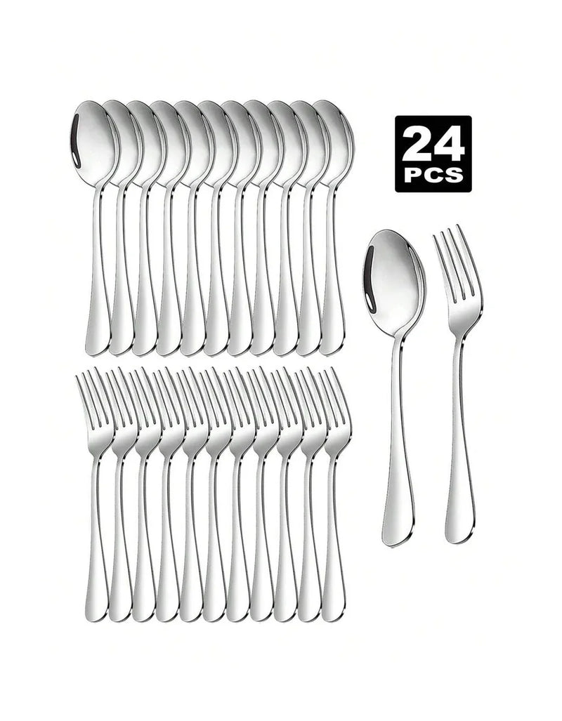 Axyaa Stainless Steel Fork and Spoon Set - Ideal for Home, Restaurant, Wedding, Party