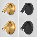 Axyaa Nordic Rotating Wall Lamp Sconce, Modern Minimalist Spotlight 3W Black Brass