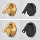 Axyaa Nordic Rotating Wall Lamp Sconce, Modern Minimalist Reading Light, 3W, Black Brass