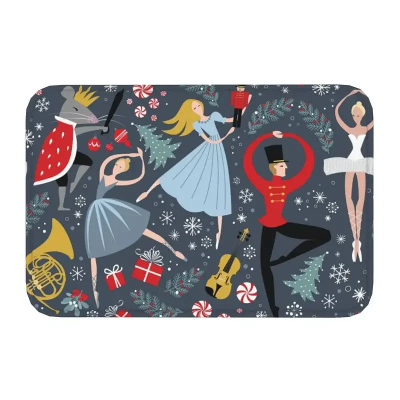 Axyaa Christmas Nutcracker Welcome Mat: Festive Home Decor Anti-Slip Carpet