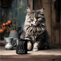 Axyaa Cat Life 11oz Black Ceramic Coffee Mug - Funny Cat Lover Gift