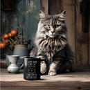 Axyaa Cat Life 11oz Black Ceramic Coffee Mug - Funny Cat Lover Gift