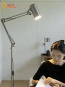 Axyaa Adjustable LED Floor Lamp in Silver Grey for Restaurant, Study, and Bar