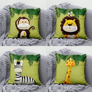 Axyaa Jungle Green Leaf Animal Print Pillowcase for Home Decor