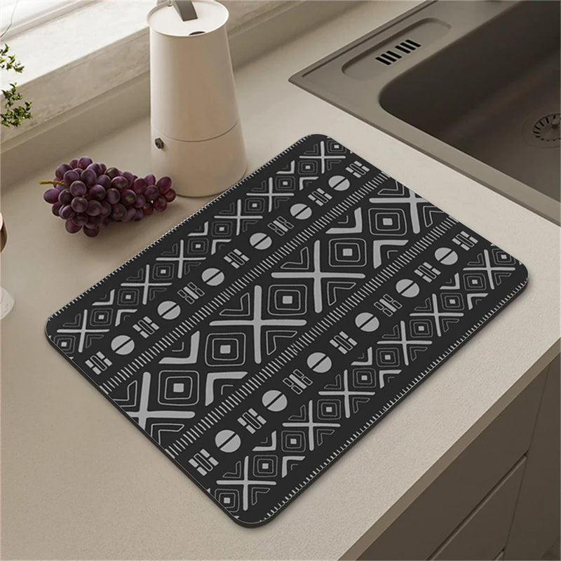 Axyaa Cream Solid Color Coffee Machine Drain Mat - Kitchen Non-Slip Absorbent Drying Mat