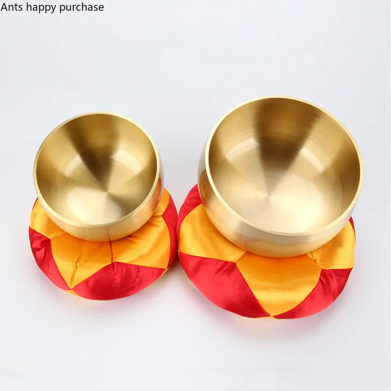 Axya Golden Copper Bowl Set for Buddhist Practice and Music Therapy