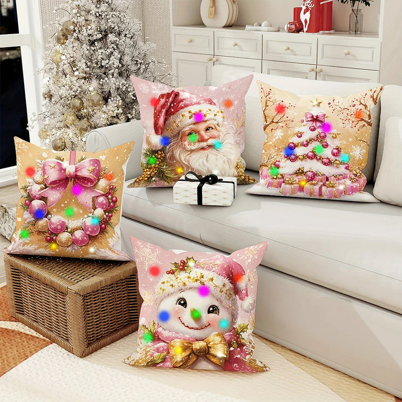 Christmas LED Pillowcase with Santa Claus & Snowman Designs for Axyaa Brand