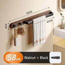 Axyaa Space Aluminum Towel Rack with Hooks and Wood Rod