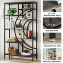 Axyaa 71" Geometric Bookcase, 8-Tier Rustic Bookshelf with Metal Frame