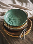 Axyaa Retro Plate with Handle - Round Platter for Dining and Entertaining