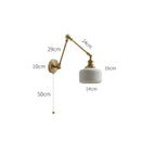 Axyaa Glass Lampshade Pull Chain LED Wall Light Fixture for Bedroom Home Indoor Lighting