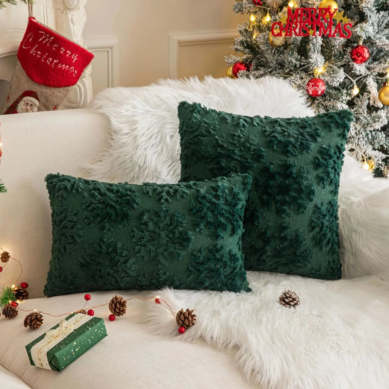 Axyaa Snowflake Beige Throw Pillow Covers 18x18 - Winter Christmas Decor for Sofa