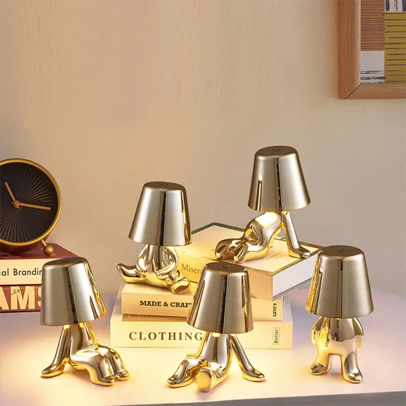 Axyaa Golden Boy LED Desk Lamp Night Light 3 Colors 2000mAh Rechargeable