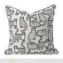 Axyaa Black & White Velvet Cat Embroidered Cushion - Modern, Simple, Children's Room