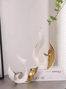 Axyaa European Ceramic Phoenix Ornament Set for High-End Home Decor