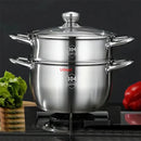 Axya 304 Stainless Steel Steamer & Soup Pot for Gas Induction Cookers