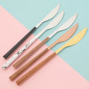 Axyaa Stainless Steel Cutlery Set with Imitation Wooden Handles